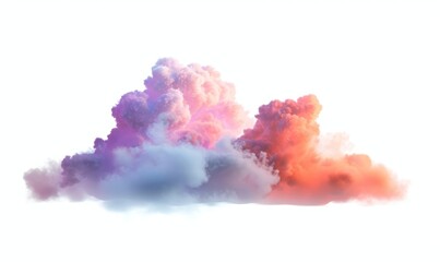 3d render, soft pastel cloud isolated on white background. Colorful cumulus. Fantasy sky clip art element, Generative AI