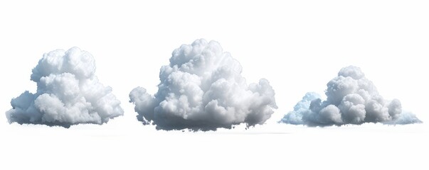 3d render, set of abstract fluffy clouds isolated on transparent background, cumulus clip art collection, Generative AI