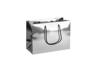 Mockup of a package with handles made of metallized cardboard, without logo