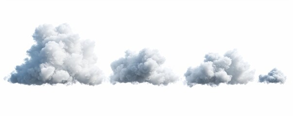3d render, set of abstract fluffy clouds isolated on transparent background, cumulus clip art collection, Generative AI