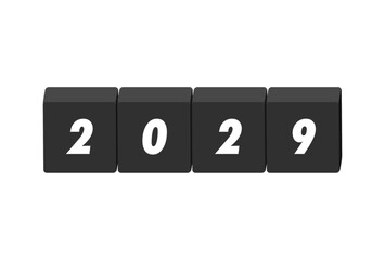 2029の文字と黒いブロック - シンプルでおしゃれな西暦2029年のイメージ素材