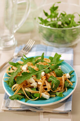 Tagliatelle with rocket salad.