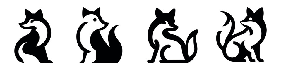 Fox modern simple design concept logo set, vector