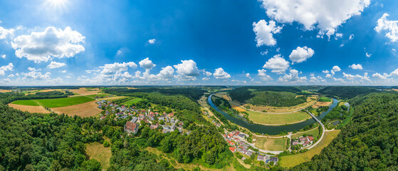 Ausblick auf den Naturpark Altmühltal bei Eggersberg nahe Riedenburg, 360 Grad Rundblick
