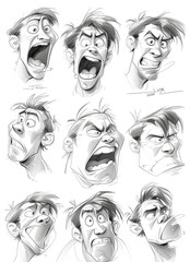 Expressions of Rage: A Series of Furious Faces, Emotional Intensity Study, created with Generative AI technology