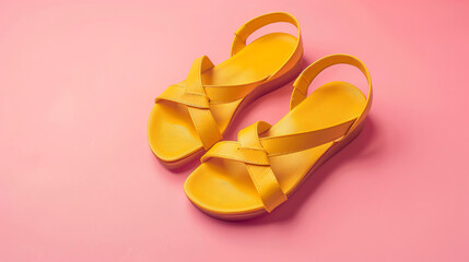 Beach womens yellow strappy sandals