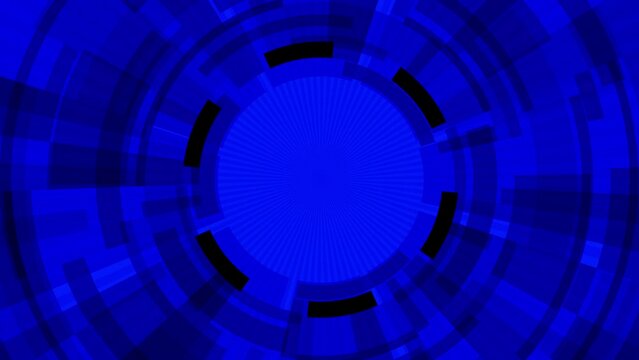 Abstract blue pattern of circles going deep,  creative concept design, digital seamless loop animation - stock video