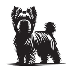 Yorkshire Terrier Silhouette: A Graceful Tribute to the Charm and Elegance of this Beloved Canine Companion. Vector Yorkshire Terrier Silhouette.