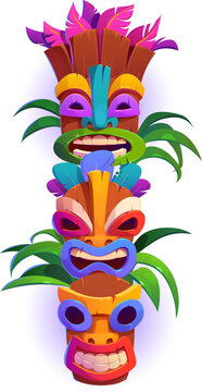Tiki Mask Totem Pole