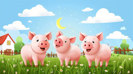 Beautiful set of pigs in pig farm