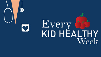 Every kid healthy week observed every year in April. Template for background, banner, card, poster with text inscription. - obrazy, fototapety, plakaty