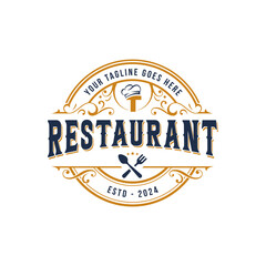 Creative vintage restaurant logo. vector letter T café, restaurant logo