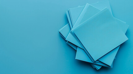 Blank Blue Stack of Papers isolated on blue background