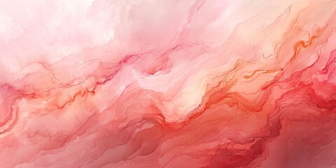 Abstract watercolor paint background illustration. Coral color with liquid fluid marbled paper texture banner texture, Generative AI