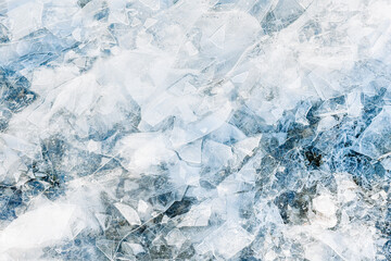 Frozen ice background, shattered pieces of ice