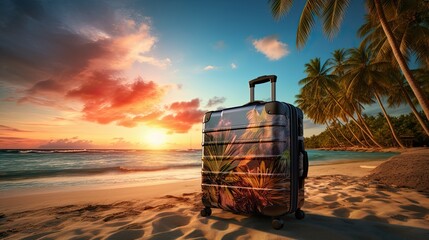 Travel Concept and Traveling luggage. - obrazy, fototapety, plakaty