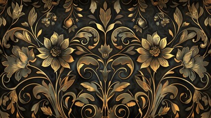 decorative flowers and leaves in art nouveau 