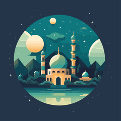 vector graphic design for Ramadan Kareem beautiful night Best badges set for design illustration 