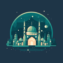 mosque vector background illustration for celebrating Ramadan Kareem 