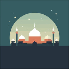 Islamic Arabian background Muslim mosque theme Ramadan moon of mubarak vector design illustration 