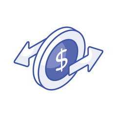 A modern icon of money flow in isometric style, investment vector design