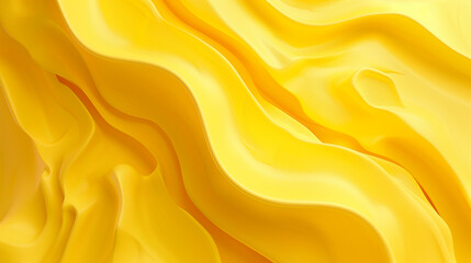 Yellow abstract glossy relief, volumetric background for design. Soft smooth folds and lines cream texture.