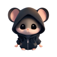 Fototapeta premium Cute mouse in a black hood