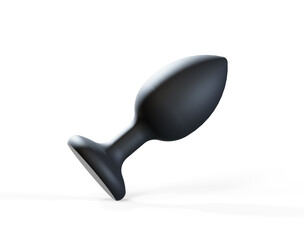 Anal plugs. Toys for adults. Different glowing colors on a dark background. Sex shop, intimate entertainment concept. 3D render