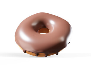 Glazed donut with sprinkles on a white background rotated in three quarters 3d render