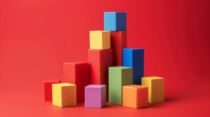 Buildable colored plastic blocks to play build a