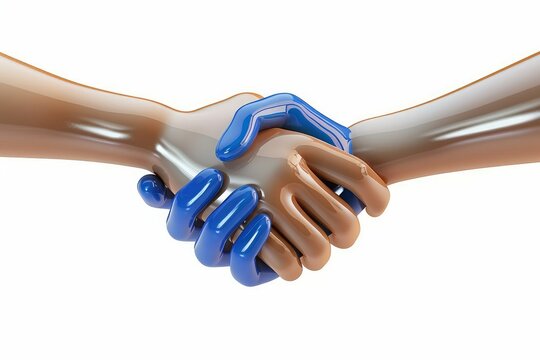 3d render, cartoon character flexible hands. Handshake gesture. Partnership concept, business agreement clip art isolated on background, Generative AI