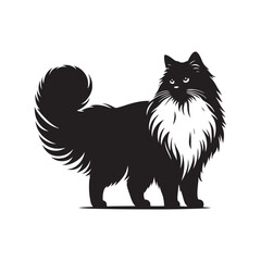 Graceful Ragdoll: Vector Silhouette - Capturing the Elegance and Charm of the Beloved Ragdoll Cat Breed in Elegant Form, Vector Ragdoll, Ragdoll Silhouette