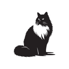 Graceful Ragdoll: Vector Silhouette - Capturing the Elegance and Charm of the Beloved Ragdoll Cat Breed in Elegant Form, Vector Ragdoll, Ragdoll Silhouette