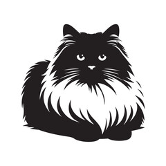 Graceful Ragdoll: Vector Silhouette - Capturing the Elegance and Charm of the Beloved Ragdoll Cat Breed in Elegant Form, Vector Ragdoll, Ragdoll Silhouette