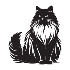 Graceful Ragdoll: Vector Silhouette - Capturing the Elegance and Charm of the Beloved Ragdoll Cat Breed in Elegant Form, Vector Ragdoll, Ragdoll Silhouette