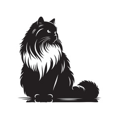 Graceful Ragdoll: Vector Silhouette - Capturing the Elegance and Charm of the Beloved Ragdoll Cat Breed in Elegant Form, Vector Ragdoll, Ragdoll Silhouette