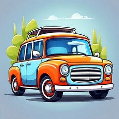 Cute Cartoon car, Vector illustration on a white background.. ai generative.