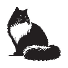 Graceful Ragdoll: Vector Silhouette - Capturing the Elegance and Charm of the Beloved Ragdoll Cat Breed in Elegant Form, Vector Ragdoll, Ragdoll Silhouette