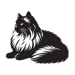 Graceful Ragdoll: Vector Silhouette - Capturing the Elegance and Charm of the Beloved Ragdoll Cat Breed in Elegant Form, Vector Ragdoll, Ragdoll Silhouette