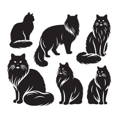 Graceful Ragdoll: Vector Silhouette - Capturing the Elegance and Charm of the Beloved Ragdoll Cat Breed in Elegant Form, Vector Ragdoll, Ragdoll Silhouette