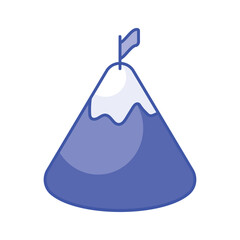 Flag on top of mountain, concept isometric icon of mission in trendy style
