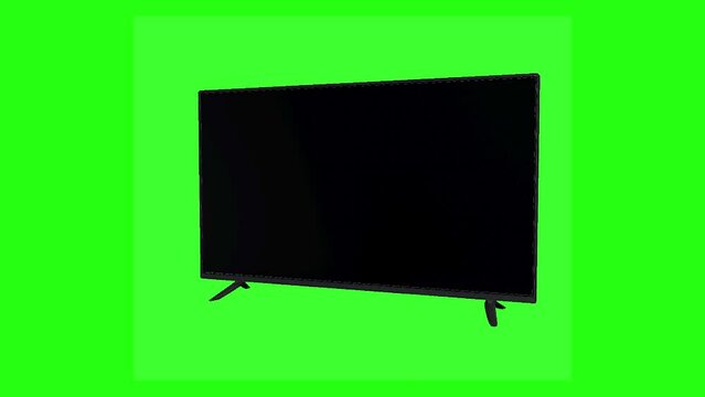 Television Seamless Loop 3D Animation with Copy Space on Green Screen