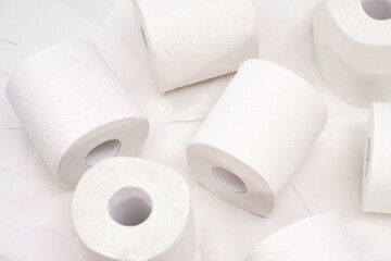 Toilet Paper Rolls on White Background