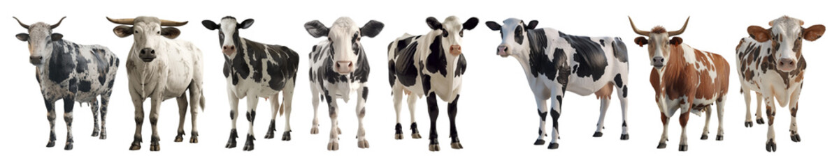 3D Rendering Pack of a Cow on Transparent Background - Ai Generated
