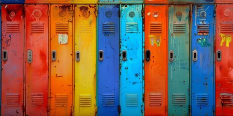 Colorful Vintage School Lockers