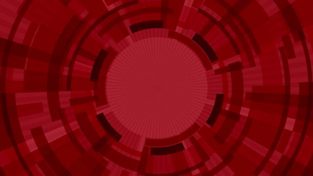 Abstract red pattern of circles going deep,  creative concept design, digital seamless loop animation - stock video