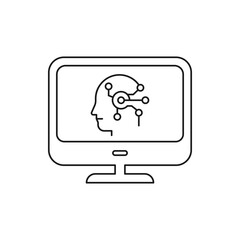 Ai computer icon line style isolated on white background. Vector illustration
