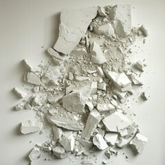 Pile of Rubble on White Wall