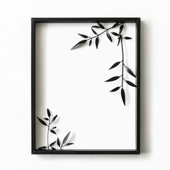 Elegantly designed empty photo frame with a minimalist black frame, on white background Job ID: 13e576d4-66fc-42fb-a991-e4c62ed93eda
