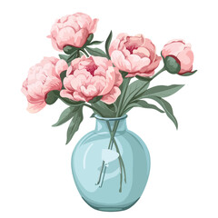 Pink peony bouquet illustration vector